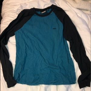 Long sleeve black and blue vans tee